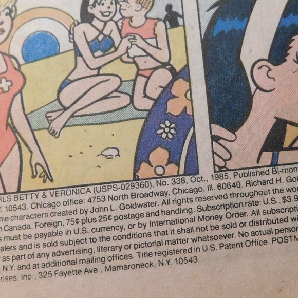 Archie Comic Series Betty and Veronica Summer Bummer Comic Book 1985 - Picture 3 of 3
